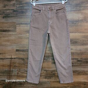 Zara Jeans Size 29 High Rise Taper Straight Stretch Denim Blush Beige